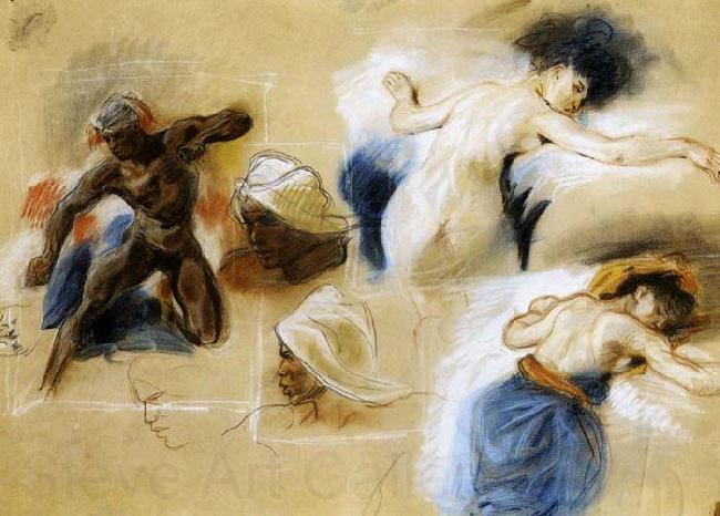 Eugene Delacroix Sketch for The Death of Sardanapalus